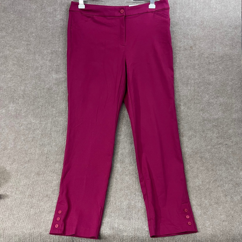 Chico's Perfect Stretch Slim Leg Regular Pink Button Detail Pants Sz3